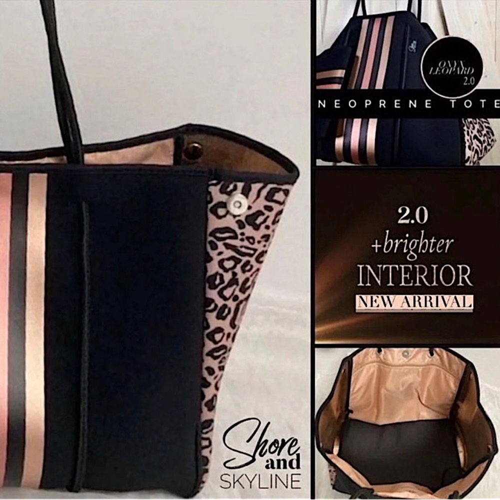 Ltd Ed Neoprene Tote © Onyx / Opal Leopard + Metallic Rose-Gold best seller 2024